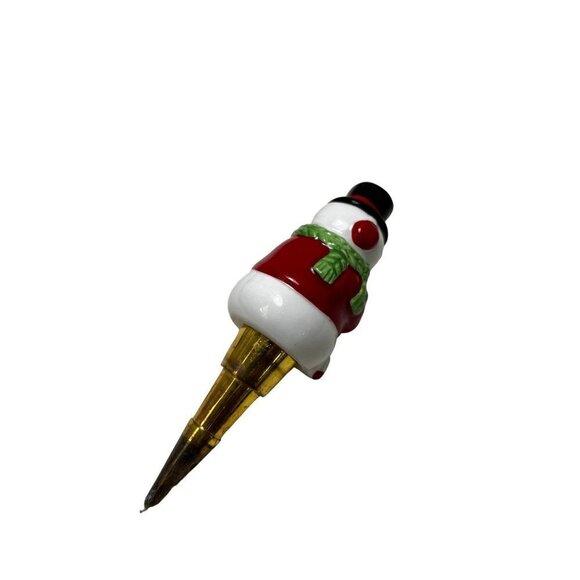 Ceramic Figural Snowman Christmas Holiday Wine Bottle Stopper - Picture 3 of 6